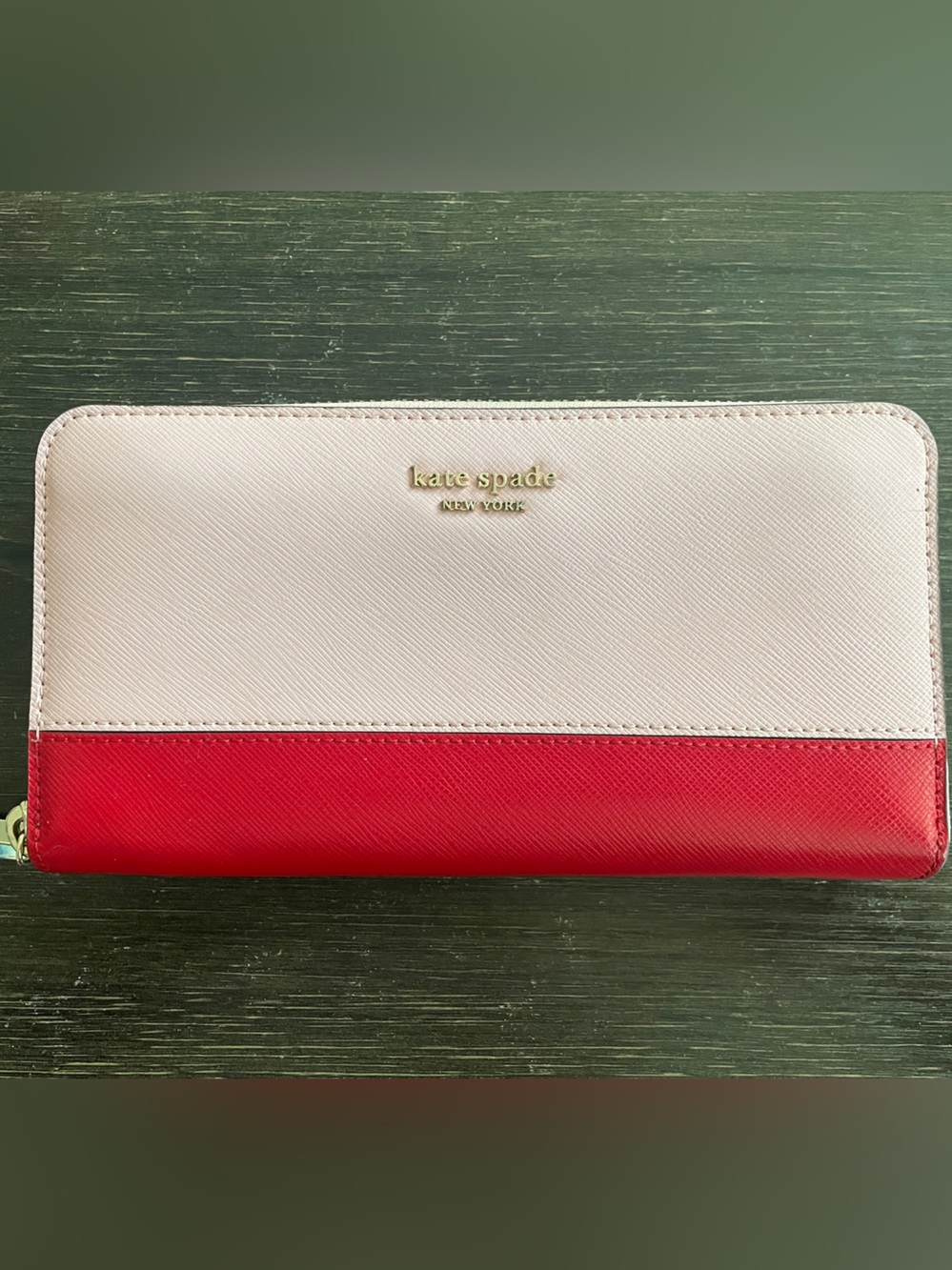 Kate Spade Two-Tone Red and Pink Zip Around Wallet